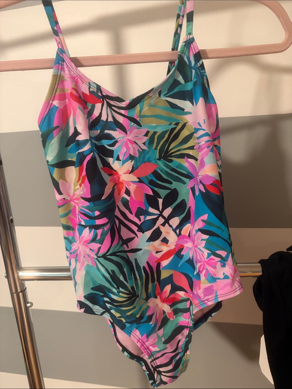 Raisins Tropical Floral Girls One-Piece Swimsuit - Pink, Teal, Green